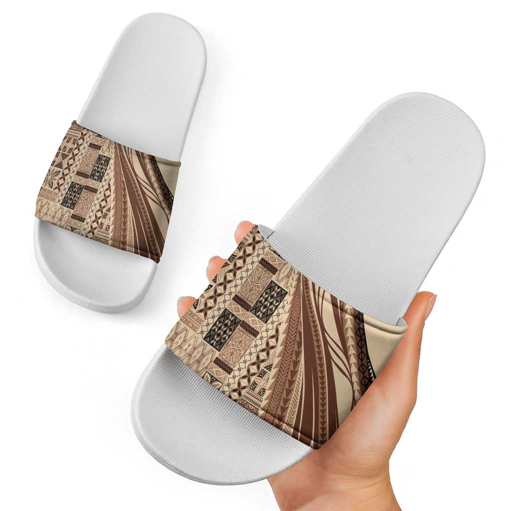 Pasifika Women's Day - Samoa Siapo Malu Tattoo Inspired Slide Sandals Beige LT7 - Polynesian Pride