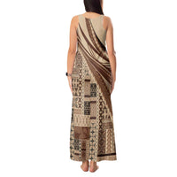 Pasifika Women's Day - Samoa Siapo Malu Tattoo Inspired Tank Maxi Dress Beige
