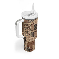 Pasifika Women's Day - Samoa Siapo Malu Tattoo Inspired Tumbler With Handle Beige
