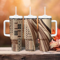 Pasifika Women's Day - Samoa Siapo Malu Tattoo Inspired Tumbler With Handle Beige