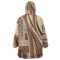 Pasifika Women's Day - Samoa Siapo Malu Tattoo Inspired Wearable Blanket Hoodie Beige