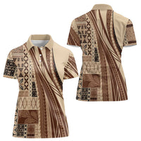 Pasifika Women's Day - Samoa Siapo Malu Tattoo Inspired Women Polo Shirt Beige