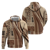 Pasifika Women's Day - Samoa Siapo Malu Tattoo Inspired Zip Hoodie Beige