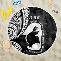 Mother's Day Beach Blanket Polynesia Vintage Hibiscus - Black