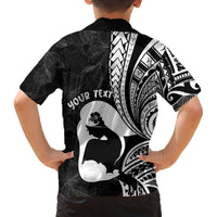 Mother's Day Family Matching Off The Shoulder Long Sleeve Dress and Hawaiian Shirt Polynesia Vintage Hibiscus - Black LT7 - Polynesian Pride