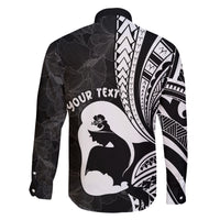 Mother's Day Family Matching Off The Shoulder Long Sleeve Dress and Hawaiian Shirt Polynesia Vintage Hibiscus - Black LT7 - Polynesian Pride