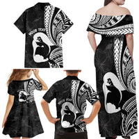 Mother's Day Family Matching Off Shoulder Maxi Dress and Hawaiian Shirt Polynesia Vintage Hibiscus - Black LT7 - Polynesian Pride