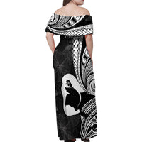 Mother's Day Family Matching Off Shoulder Maxi Dress and Hawaiian Shirt Polynesia Vintage Hibiscus - Black LT7 - Polynesian Pride