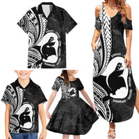Mother's Day Family Matching Summer Maxi Dress and Hawaiian Shirt Polynesia Vintage Hibiscus - Black LT7 - Polynesian Pride