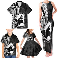 Mother's Day Family Matching Tank Maxi Dress and Hawaiian Shirt Polynesia Vintage Hibiscus - Black LT7 - Polynesian Pride