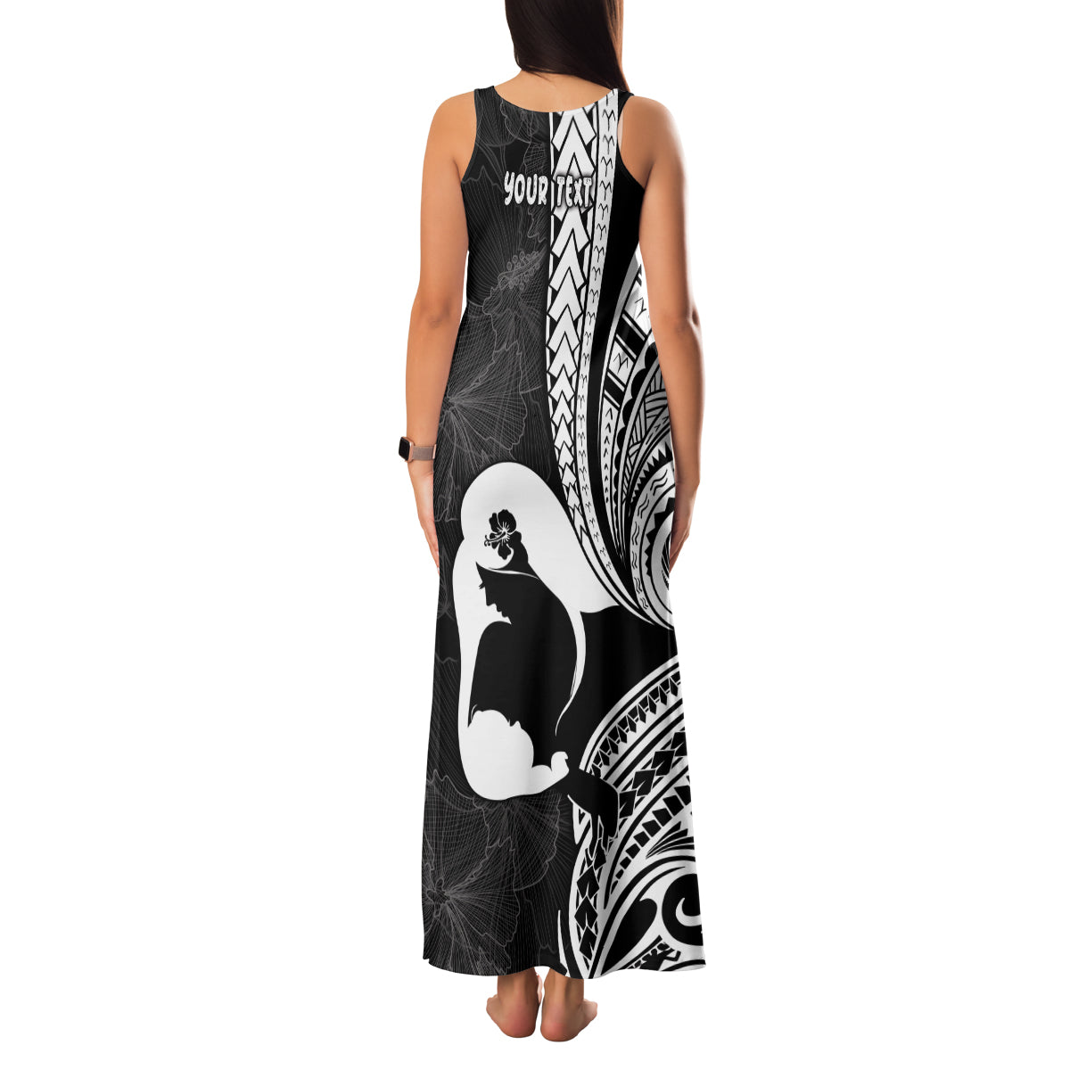 Mother's Day Family Matching Tank Maxi Dress and Hawaiian Shirt Polynesia Vintage Hibiscus - Black LT7 - Polynesian Pride