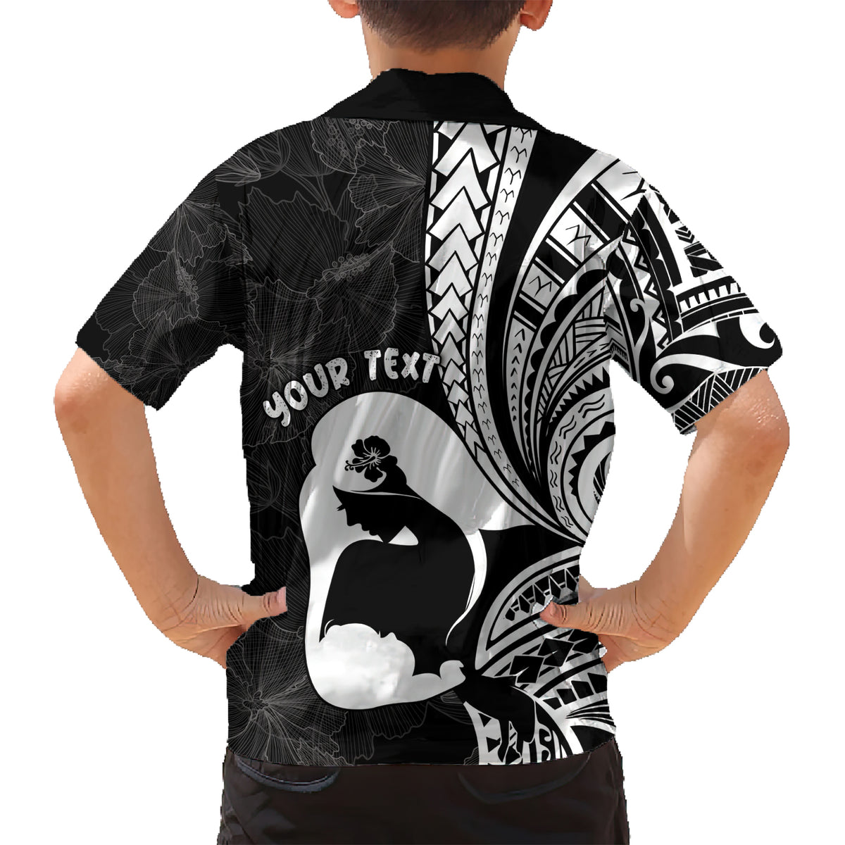 Mother's Day Kid Hawaiian Shirt Polynesia Vintage Hibiscus - Black LT7 - Polynesian Pride