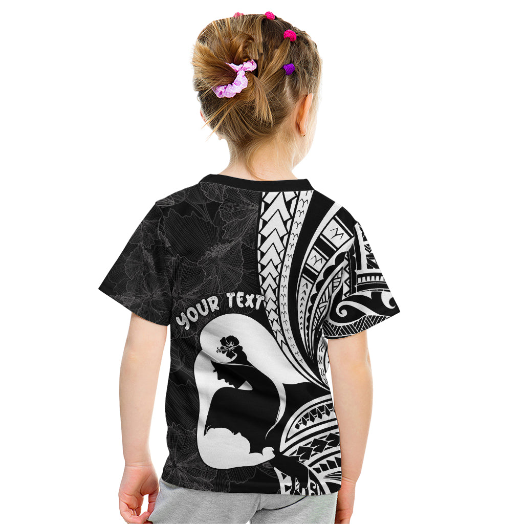 Mother's Day Kid T Shirt Polynesia Vintage Hibiscus - Black