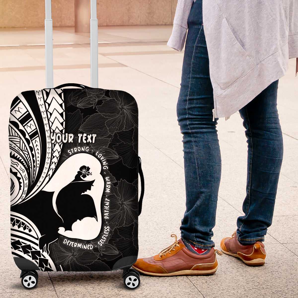 Mother's Day Luggage Cover Polynesia Vintage Hibiscus - Black LT7 Black - Polynesian Pride