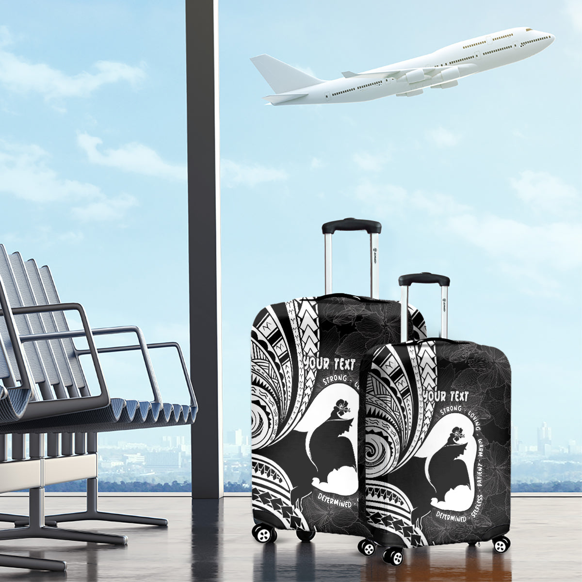 Mother's Day Luggage Cover Polynesia Vintage Hibiscus - Black LT7 - Polynesian Pride