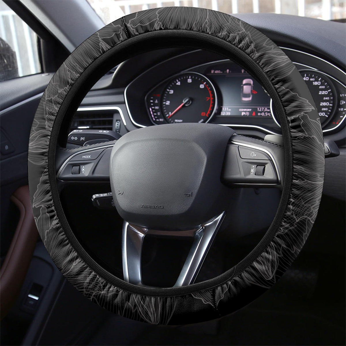 Mother's Day Steering Wheel Cover Polynesia Vintage Hibiscus - Black LT7 - Polynesian Pride