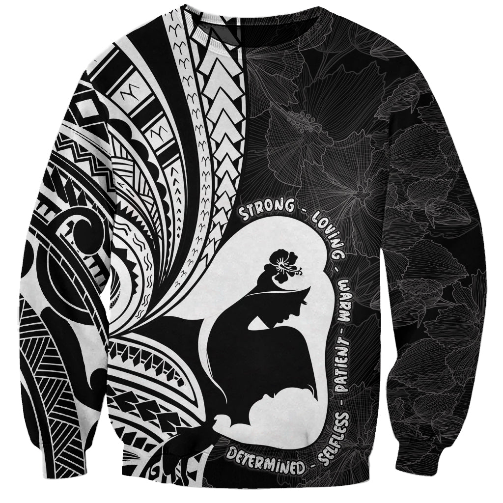 Mother's Day Sweatshirt Polynesia Vintage Hibiscus - Black
