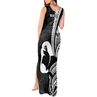 Mother's Day Tank Maxi Dress Polynesia Vintage Hibiscus - Black