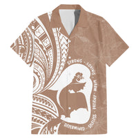 Mother's Day Family Matching Mermaid Dress and Hawaiian Shirt Polynesia Vintage Hibiscus - Brown LT7 Dad's Shirt - Short Sleeve Brown - Polynesian Pride