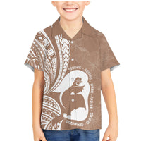 Mother's Day Family Matching Mermaid Dress and Hawaiian Shirt Polynesia Vintage Hibiscus - Brown LT7 Son's Shirt Brown - Polynesian Pride