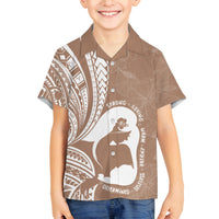 Mother's Day Family Matching Off Shoulder Maxi Dress and Hawaiian Shirt Polynesia Vintage Hibiscus - Brown LT7 Son's Shirt Brown - Polynesian Pride