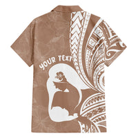 Mother's Day Family Matching Off Shoulder Short Dress and Hawaiian Shirt Polynesia Vintage Hibiscus - Brown LT7 - Polynesian Pride