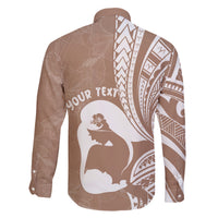 Mother's Day Family Matching Off Shoulder Short Dress and Hawaiian Shirt Polynesia Vintage Hibiscus - Brown LT7 - Polynesian Pride