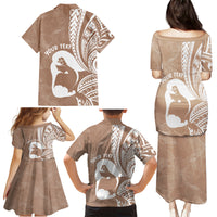 Mother's Day Family Matching Puletasi and Hawaiian Shirt Polynesia Vintage Hibiscus - Brown LT7 - Polynesian Pride