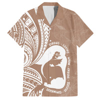 Mother's Day Family Matching Puletasi and Hawaiian Shirt Polynesia Vintage Hibiscus - Brown LT7 Dad's Shirt - Short Sleeve Brown - Polynesian Pride