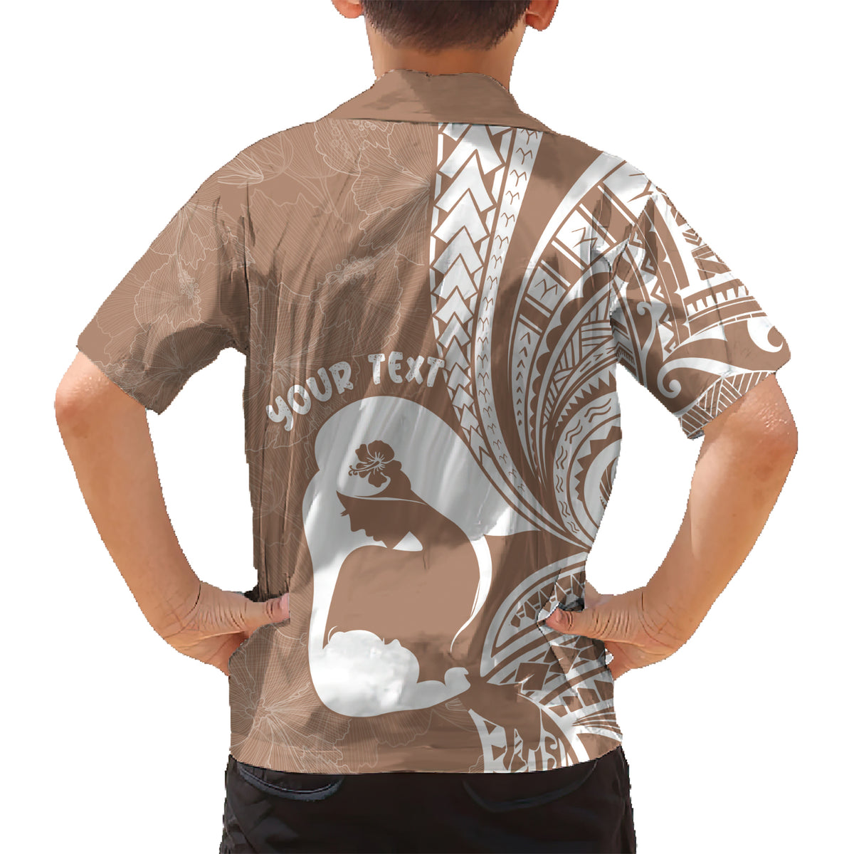Mother's Day Family Matching Short Sleeve Bodycon Dress and Hawaiian Shirt Polynesia Vintage Hibiscus - Brown LT7 - Polynesian Pride