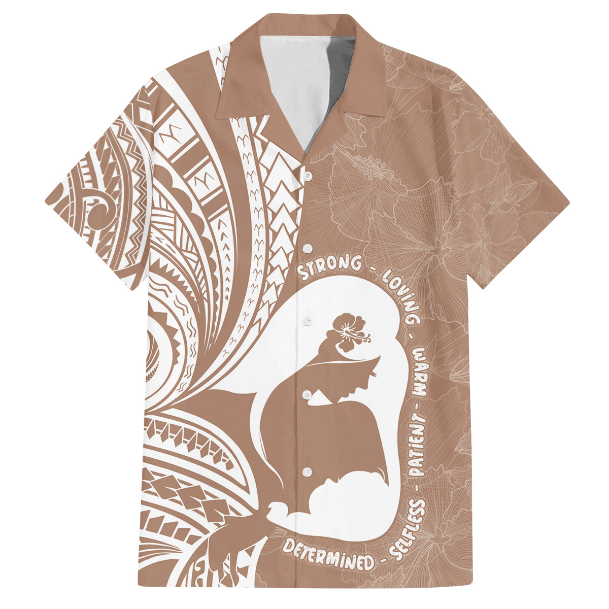 Mother's Day Family Matching Summer Maxi Dress and Hawaiian Shirt Polynesia Vintage Hibiscus - Brown LT7 Dad's Shirt - Short Sleeve Brown - Polynesian Pride