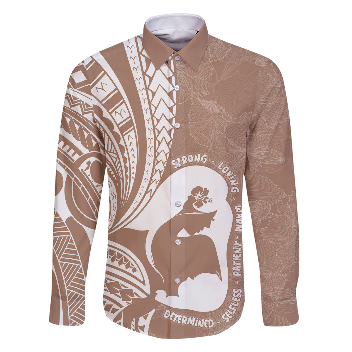 Mother's Day Family Matching Summer Maxi Dress and Hawaiian Shirt Polynesia Vintage Hibiscus - Brown LT7 Dad's Shirt - Long Sleeve Brown - Polynesian Pride