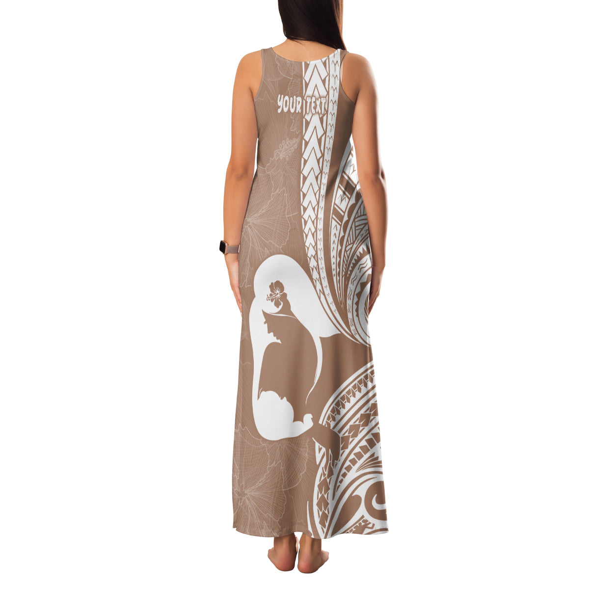 Mother's Day Family Matching Tank Maxi Dress and Hawaiian Shirt Polynesia Vintage Hibiscus - Brown LT7 - Polynesian Pride