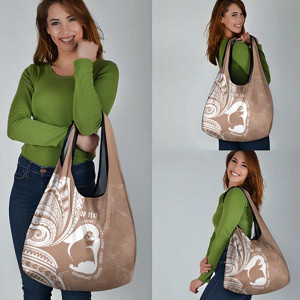 Mother's Day Grocery Bag Polynesia Vintage Hibiscus - Brown