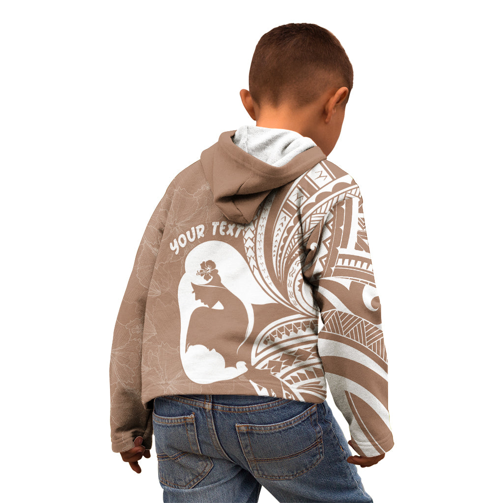 Mother's Day Kid Hoodie Polynesia Vintage Hibiscus - Brown