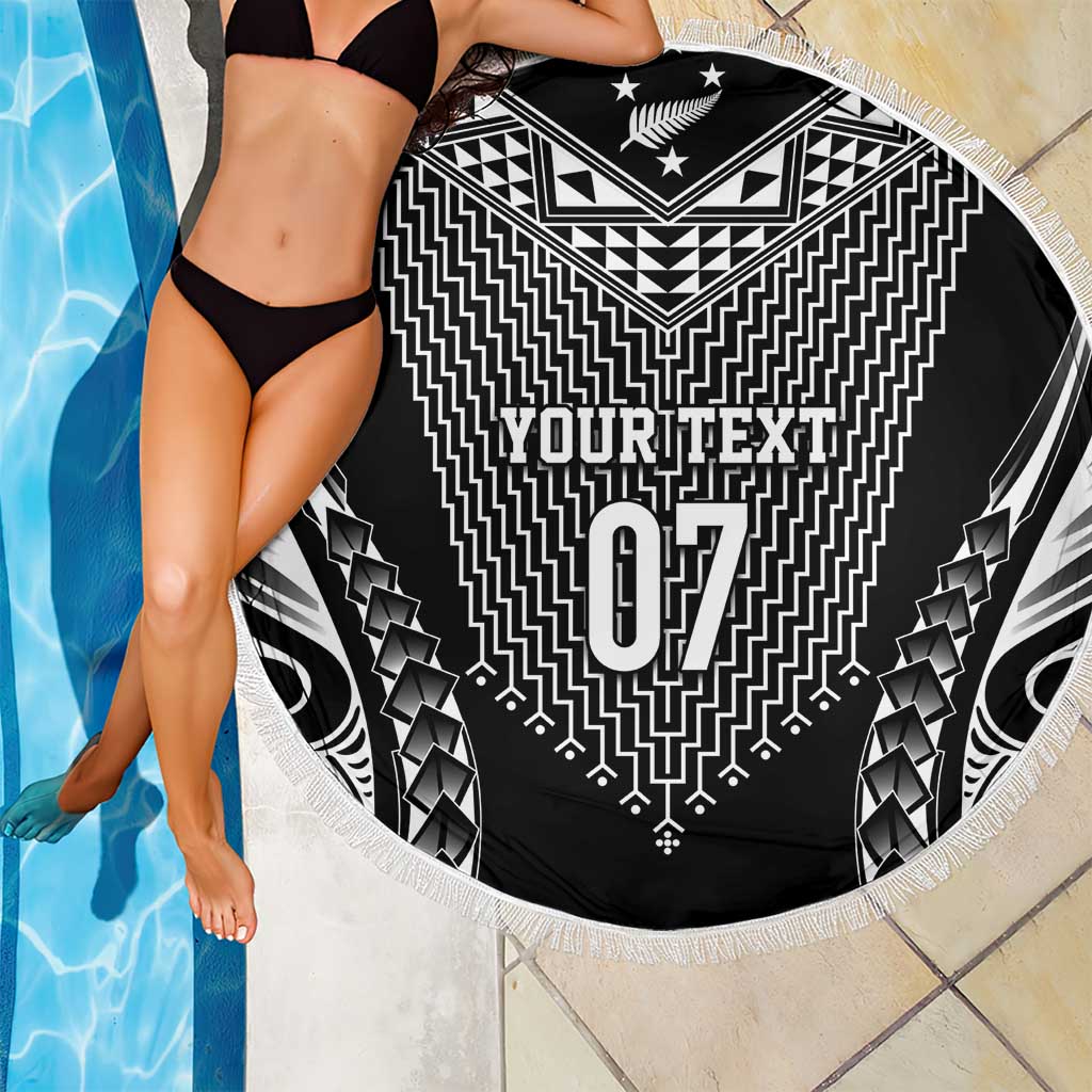 2025 Rugby Championship New Zealand Custom Beach Blanket Poutama Motifs - Polynesian Pride