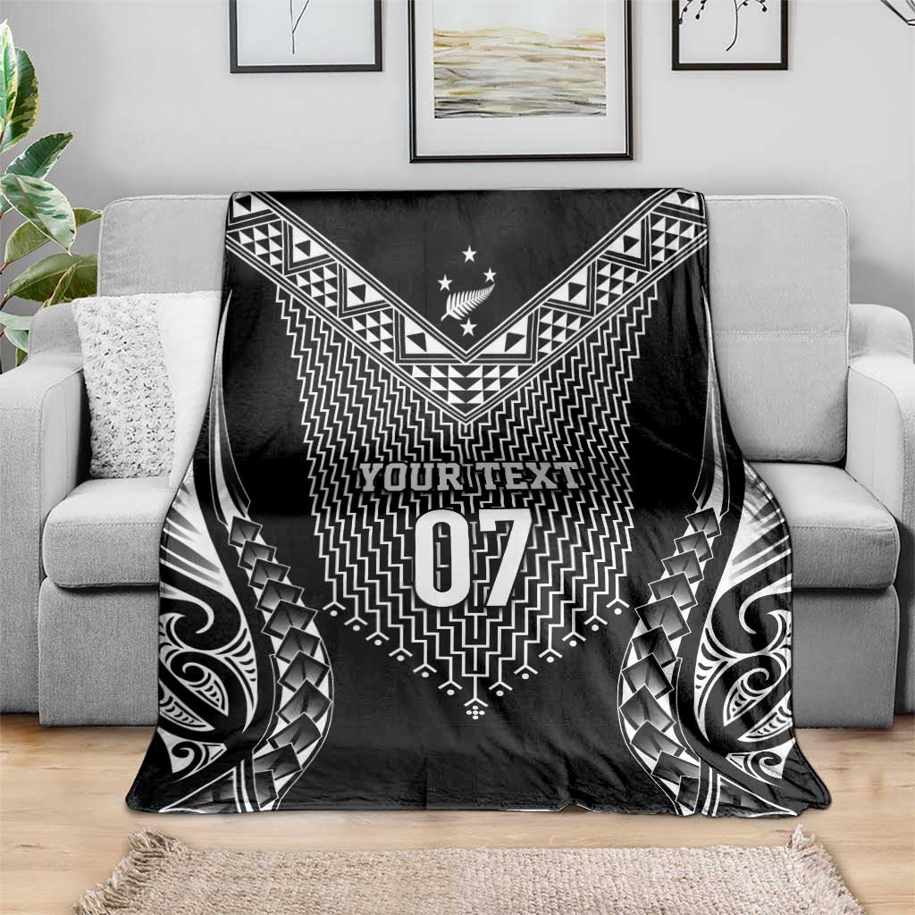 2025 Rugby Championship New Zealand Custom Blanket Poutama Motifs - Polynesian Pride