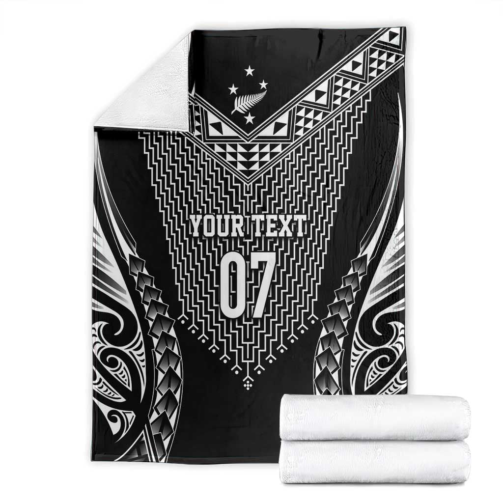2025 Rugby Championship New Zealand Custom Blanket Poutama Motifs - Polynesian Pride