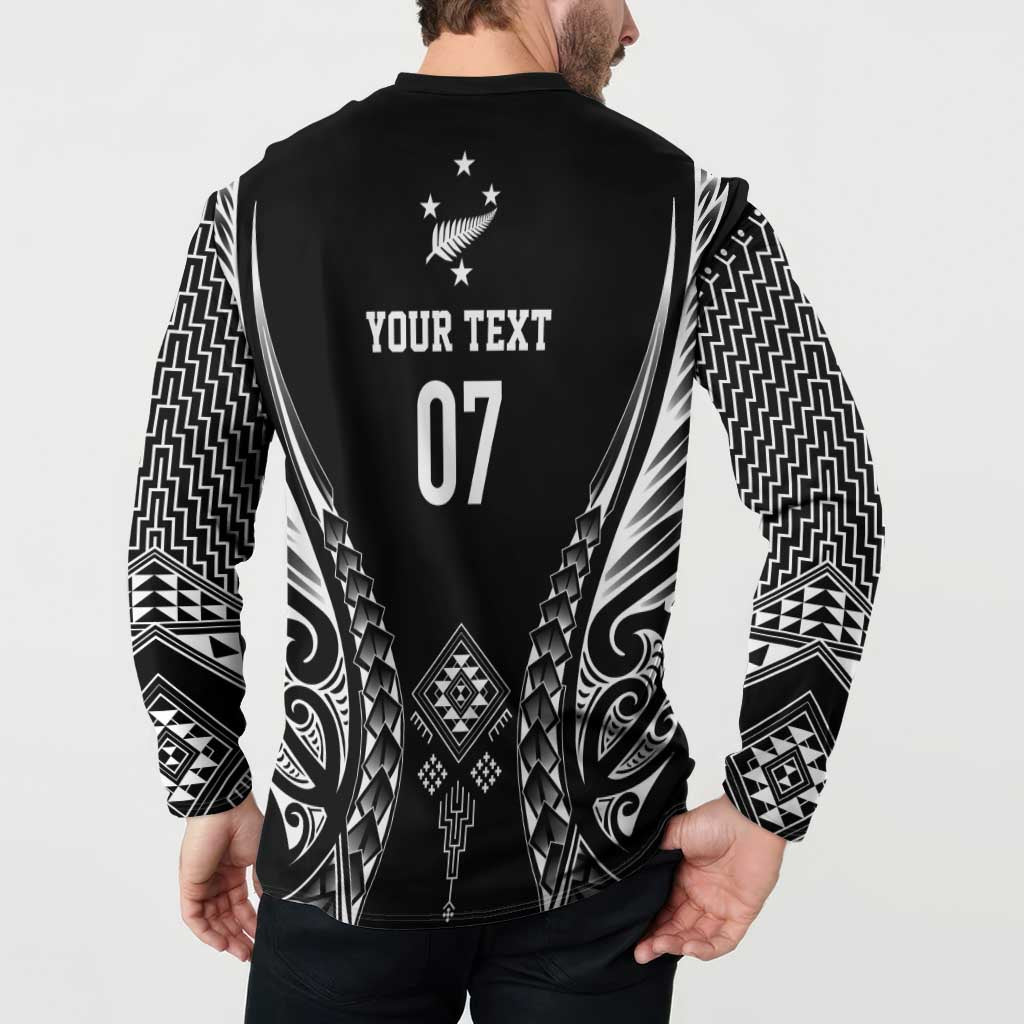 2025 Rugby Championship New Zealand Custom Button Sweatshirt Poutama Motifs - Polynesian Pride