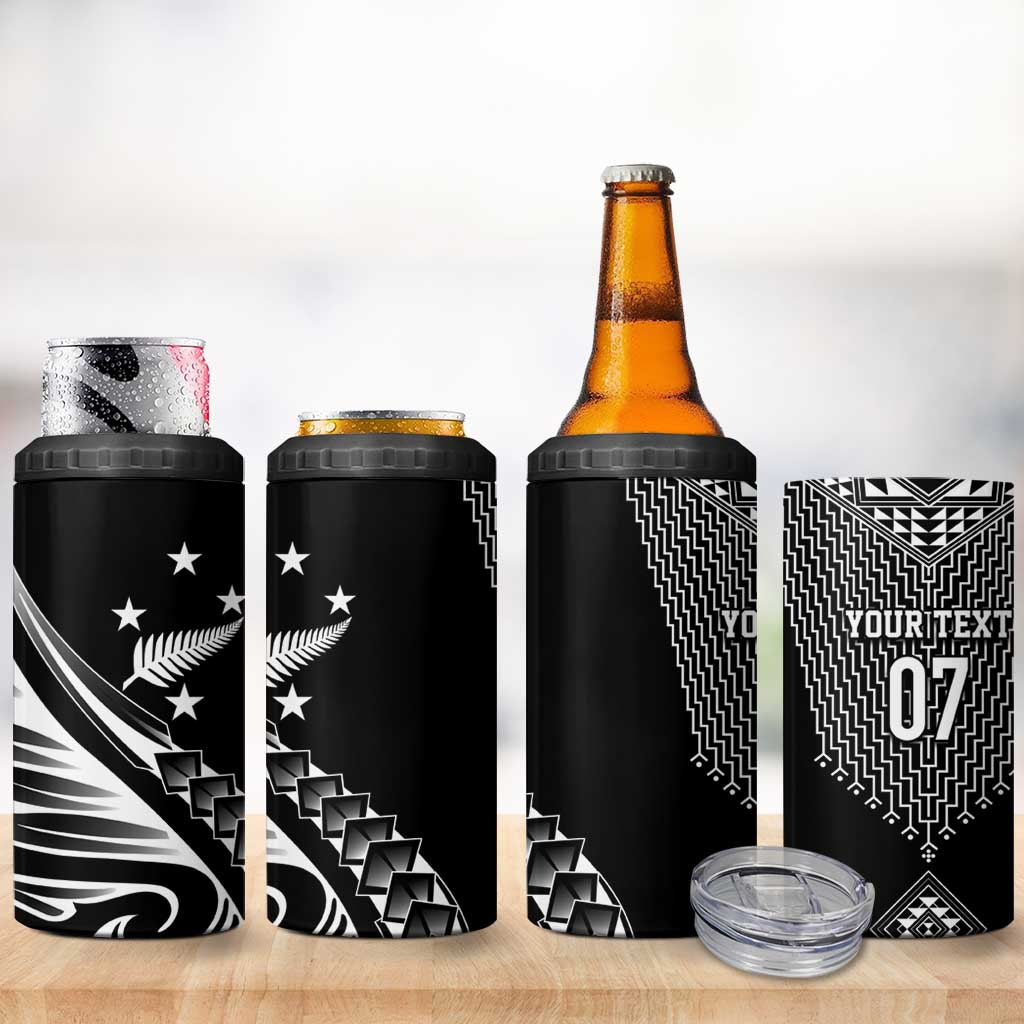 2025 Rugby Championship New Zealand Custom 4 in 1 Can Cooler Tumbler Poutama Motifs - Polynesian Pride