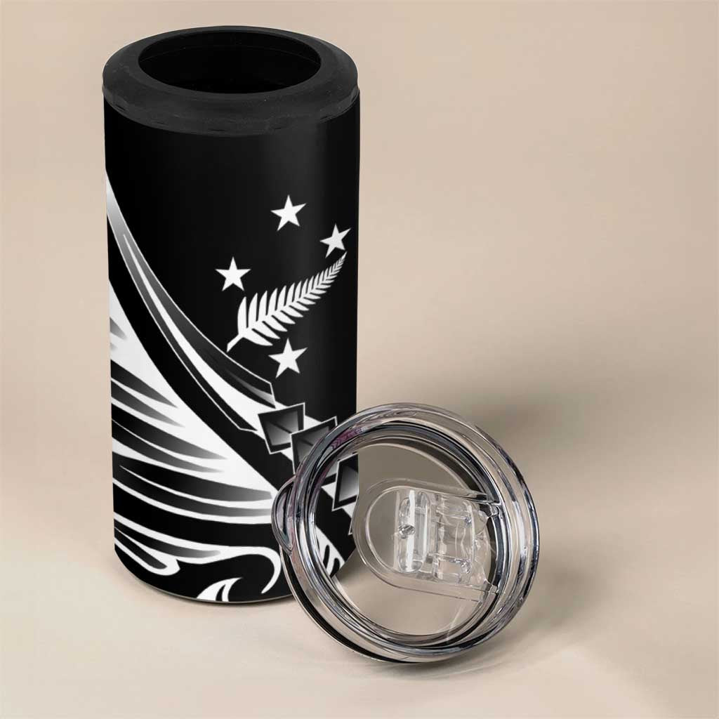 2025 Rugby Championship New Zealand Custom 4 in 1 Can Cooler Tumbler Poutama Motifs - Polynesian Pride