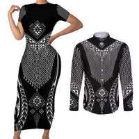 2025 Rugby Championship New Zealand Custom Couples Matching Short Sleeve Bodycon Dress and Long Sleeve Button Shirt Poutama Motifs - Polynesian Pride
