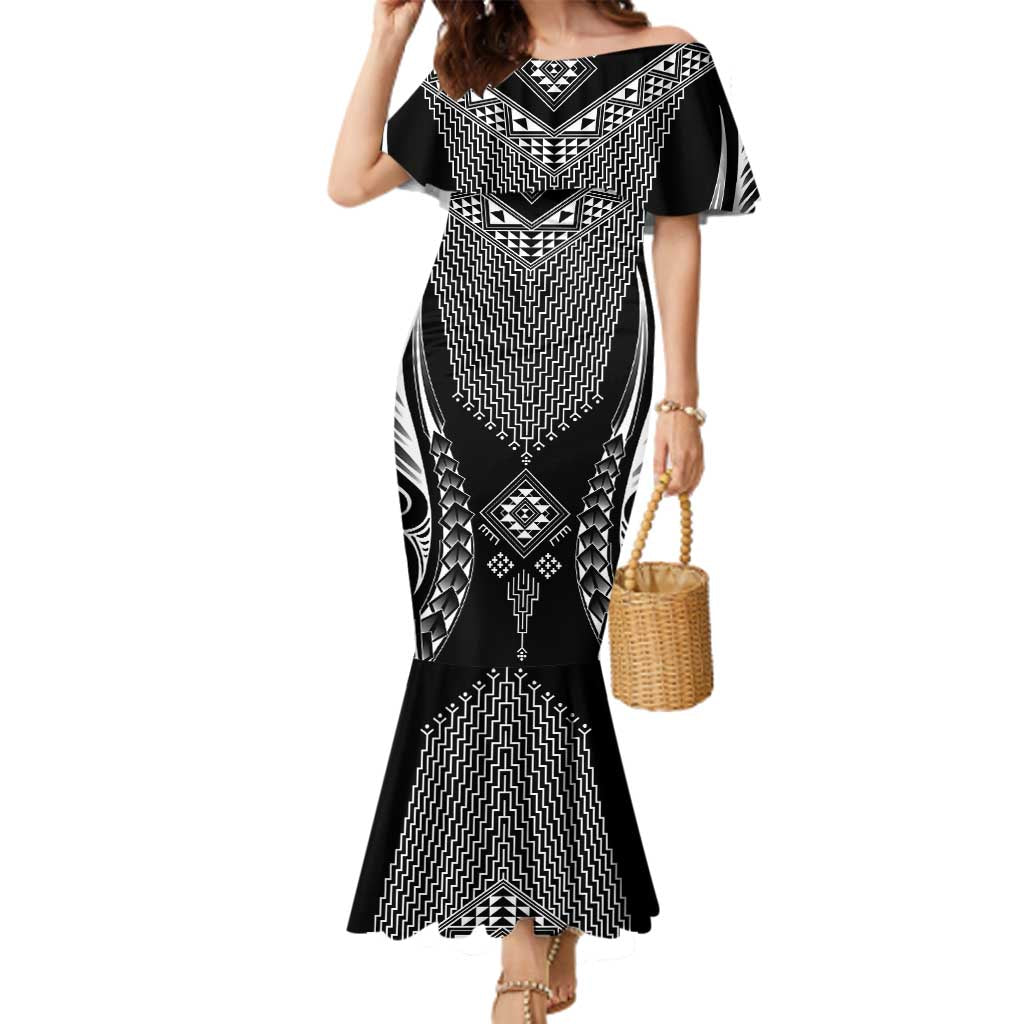 2025 Rugby Championship New Zealand Custom Family Matching Mermaid Dress and Hawaiian Shirt Poutama Motifs - Polynesian Pride