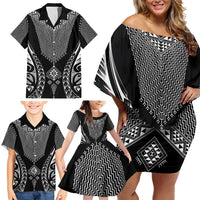 2025 Rugby Championship New Zealand Custom Family Matching Off Shoulder Short Dress and Hawaiian Shirt Poutama Motifs - Polynesian Pride