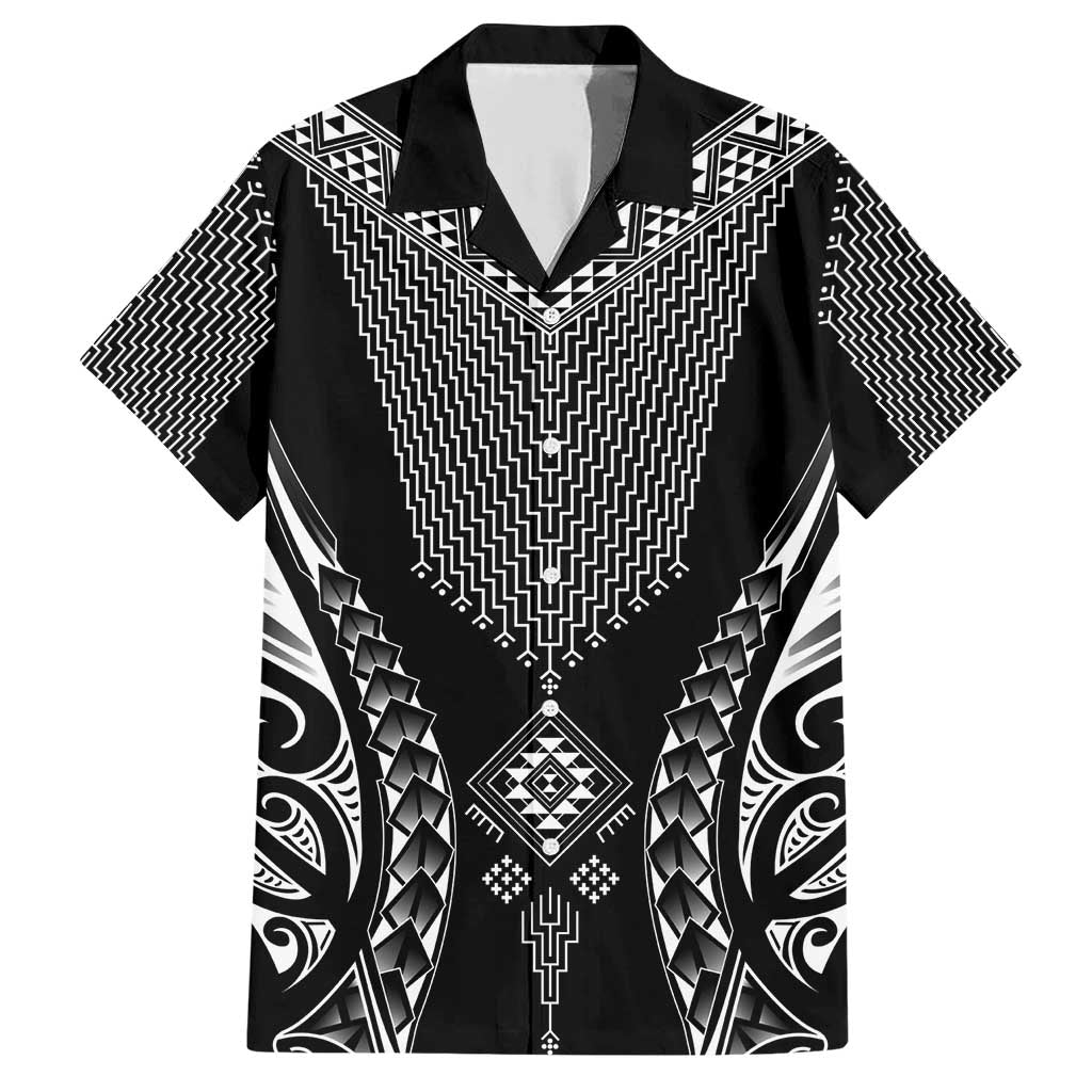 2025 Rugby Championship New Zealand Custom Family Matching Short Sleeve Bodycon Dress and Hawaiian Shirt Poutama Motifs LT7 Dad's Shirt - Short Sleeve Black - Polynesian Pride