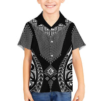 2025 Rugby Championship New Zealand Custom Family Matching Short Sleeve Bodycon Dress and Hawaiian Shirt Poutama Motifs LT7 Son's Shirt Black - Polynesian Pride