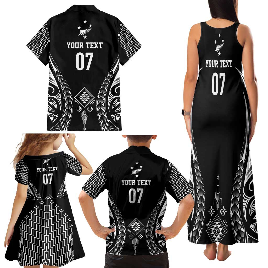2025 Rugby Championship New Zealand Custom Family Matching Tank Maxi Dress and Hawaiian Shirt Poutama Motifs LT7 - Polynesian Pride