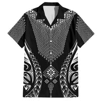 2025 Rugby Championship New Zealand Custom Family Matching Tank Maxi Dress and Hawaiian Shirt Poutama Motifs LT7 Dad's Shirt - Short Sleeve Black - Polynesian Pride