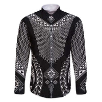 2025 Rugby Championship New Zealand Custom Family Matching Tank Maxi Dress and Hawaiian Shirt Poutama Motifs LT7 Dad's Shirt - Long Sleeve Black - Polynesian Pride