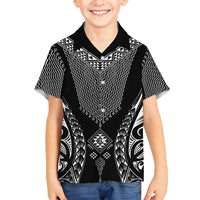2025 Rugby Championship New Zealand Custom Family Matching Tank Maxi Dress and Hawaiian Shirt Poutama Motifs LT7 Son's Shirt Black - Polynesian Pride